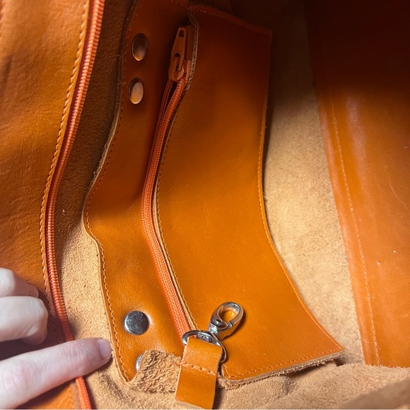 Hammitt Vibrant Orange large Leather Tote with Studs - Picture 9 of 11